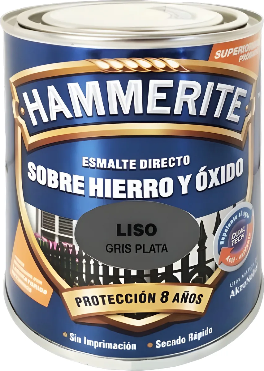 Esmalte Metalico Directo Hammerite Liso Brillo Gris Plata 750ml — foto 2