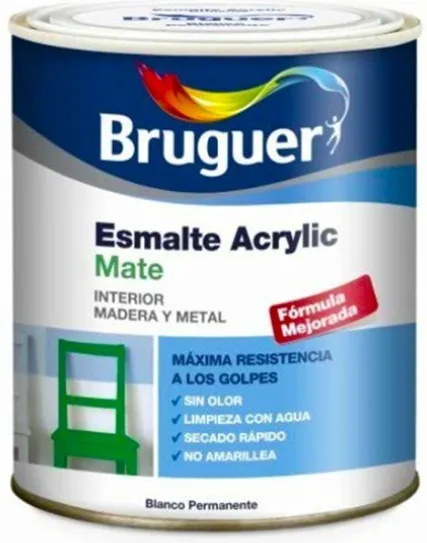 Esmalte Acrilico Satinado Blanco Bruguer 250ml
