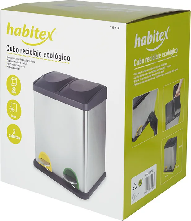Cubo Pedal Ecologico Doble Cromado Habitex — foto 3