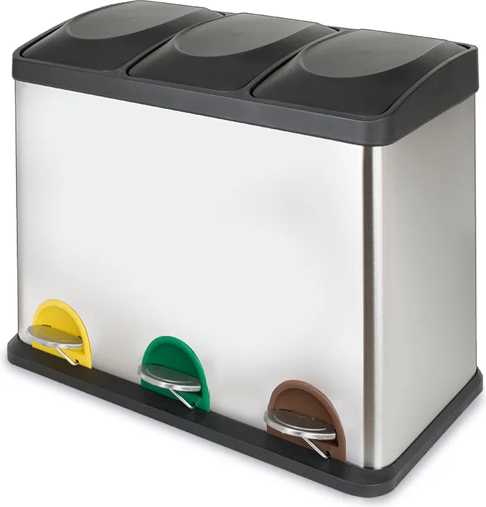 Cubo Pedal Ecologico Triple Cromado Habitex