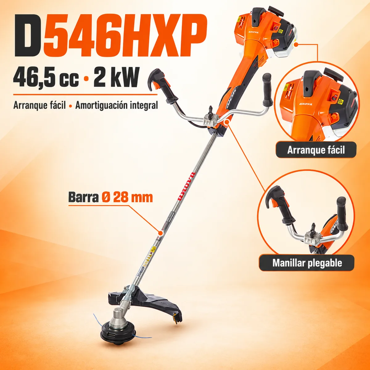 Desbrozadora de gasolina Anova D546HXP High Extra Pro · 46,5 cc · 2 kW — foto 2