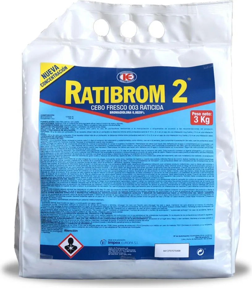 Raticida Ratibrom 2 Cebo Fresco Bolsa 3 kg