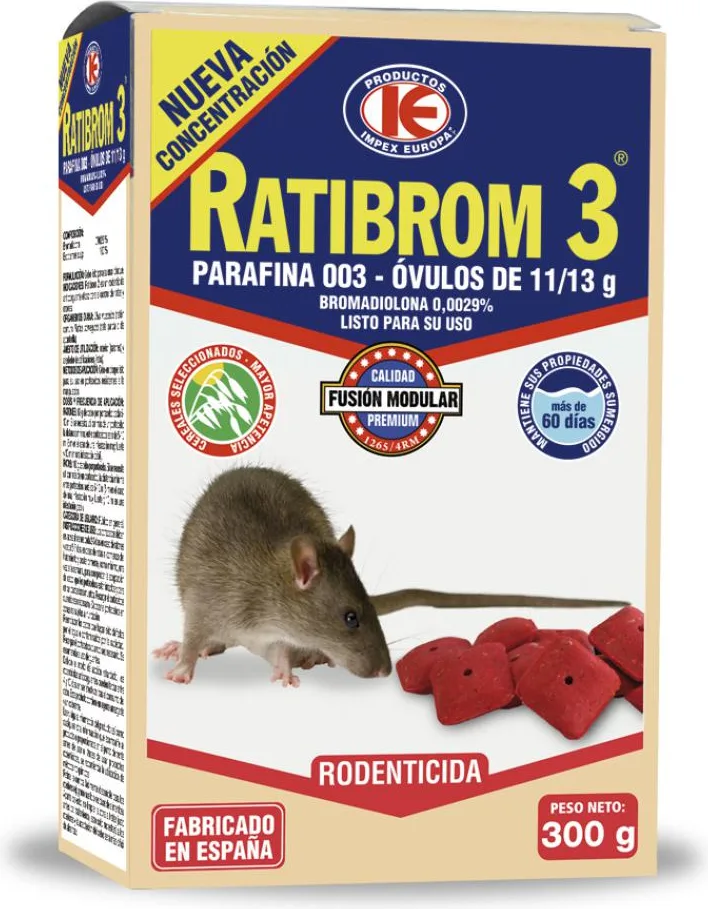 Raticida Ratibrom 3 Ovulos 11/13gr Bolsa 300gr