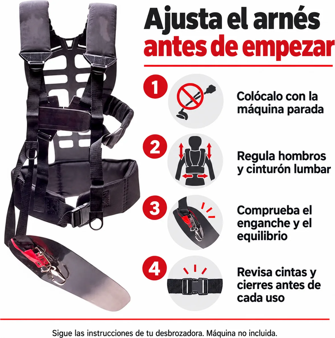 Arnes Desbrozadora Profesional Anova Doble Enganche con Proteccion Lumbar Hxp — foto 6