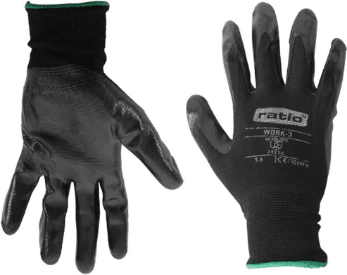 Guante Nylon Recubierto Nitrilo Negro Work3 Talla 8 — foto 3