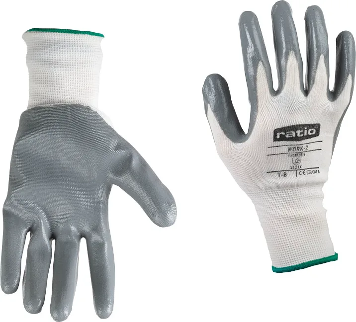 Guante Nylon Recubierto Nitrilo Gris Work 2 Talla 10