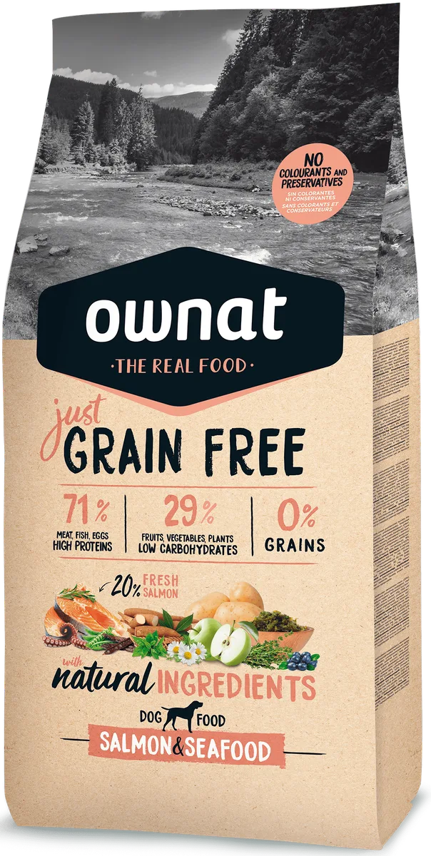 Pienso Perros Ownat Just Grain Free Salmon y Marisco 14 kg
