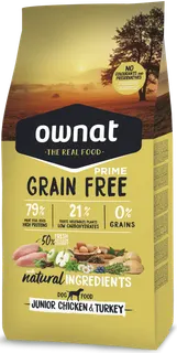 Pienso Perros Ownat Prime Grain Free Junior Pollo & Pavo 3 kg