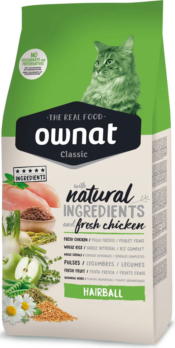 Pienso Gatos Ownat Classic Hairball 4 kg