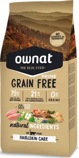 Pienso Gatos Ownat Prime Grain Free Adult Hair&skin 3 kg