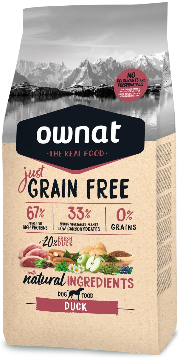 Pienso Perros Ownat Just Grain Free Adult Pato 14 kg