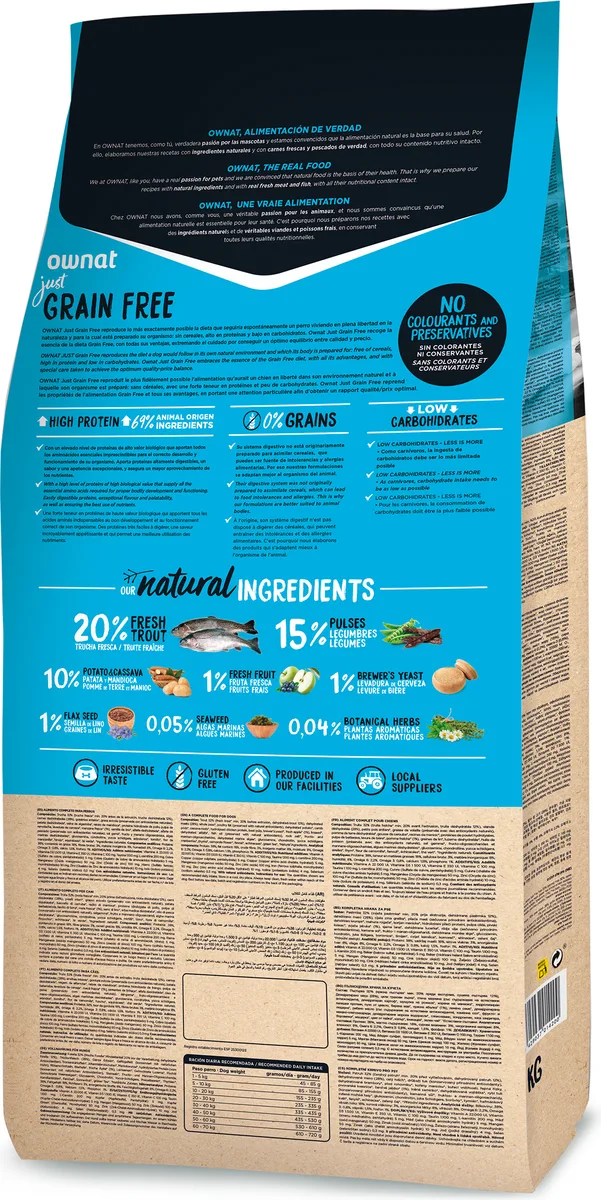 Pienso Perros Ownat Just Grain Free Adult Trucha 14 kg — foto 3