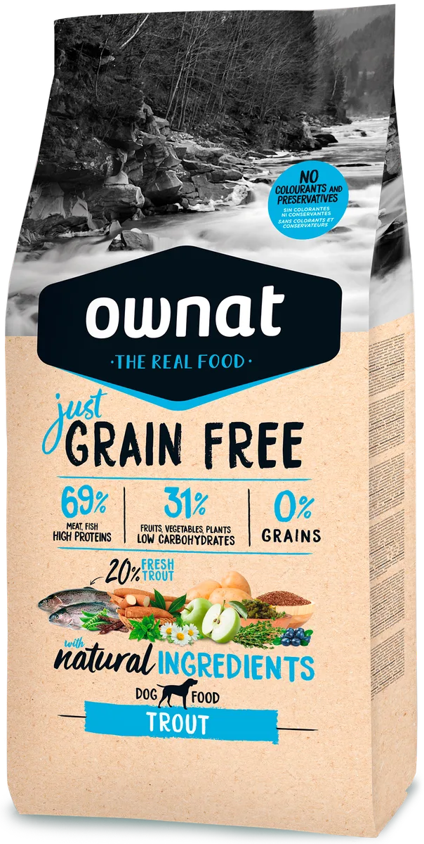 Pienso Perros Ownat Just Grain Free Adult Trucha 14 kg