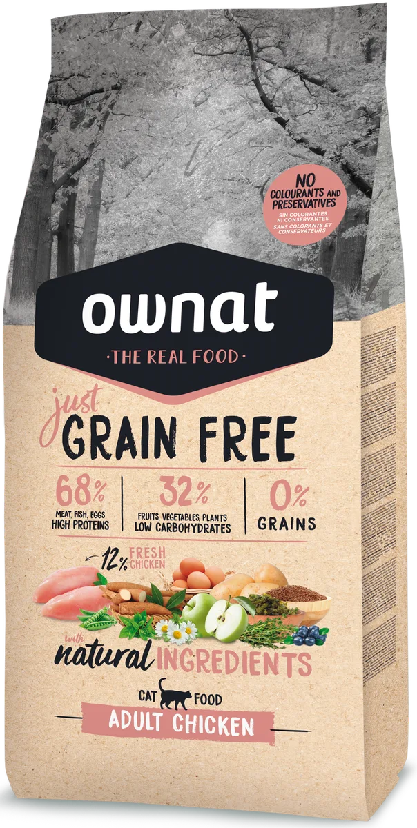 Pienso Gatos Ownat Just Grain Free Adult Pollo 3 kg