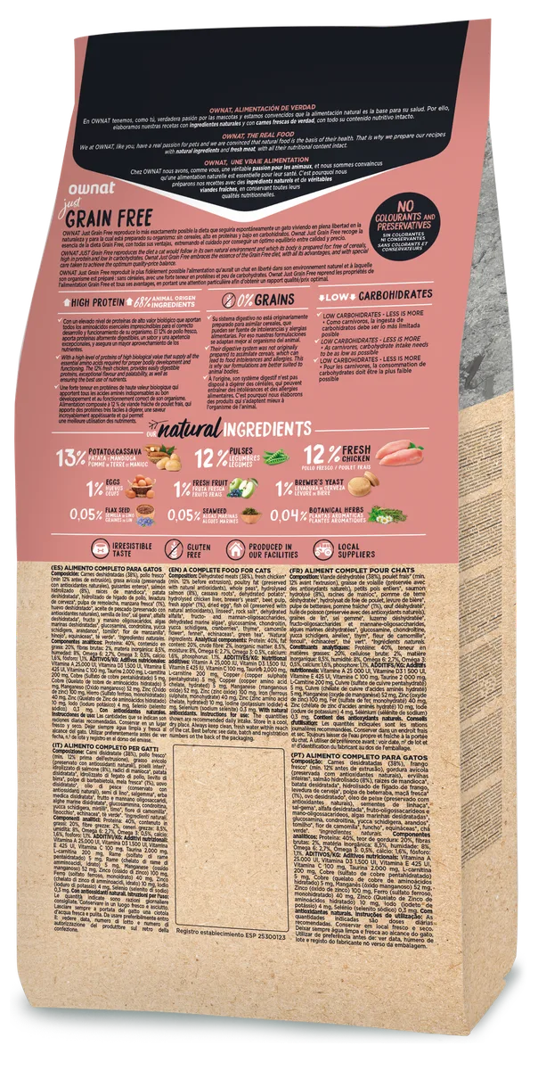 Pienso Gatos Ownat Just Grain Free Adult Pollo 3 kg — foto 2