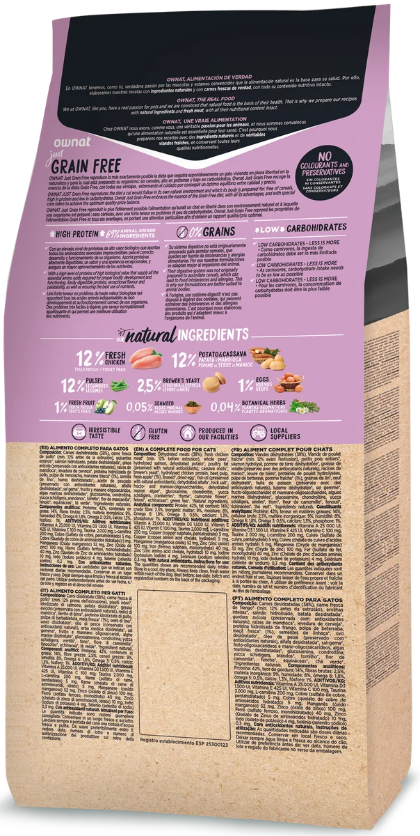 Pienso Gatos Ownat Just Grain Free Sterilized 3 kg — foto 2