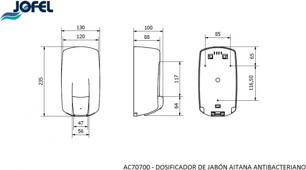 Dosificador Jabon Aitana Antibacteriano Jofel — foto 4