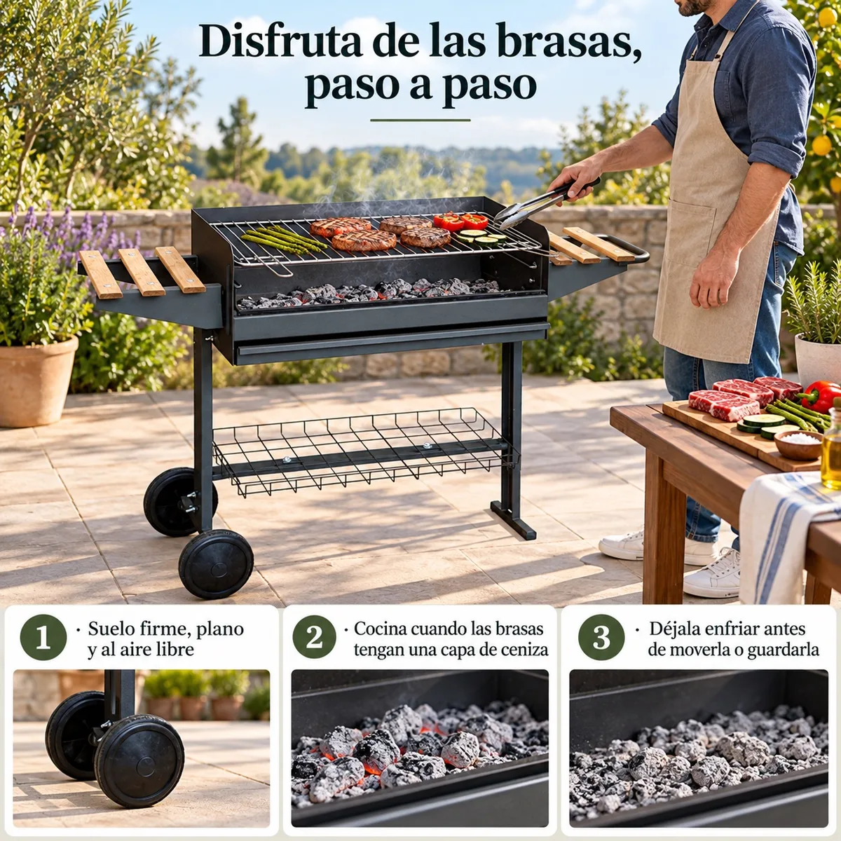 Barbacoa Carbon Modelo Berlinda 120x42x86 cm — foto 6