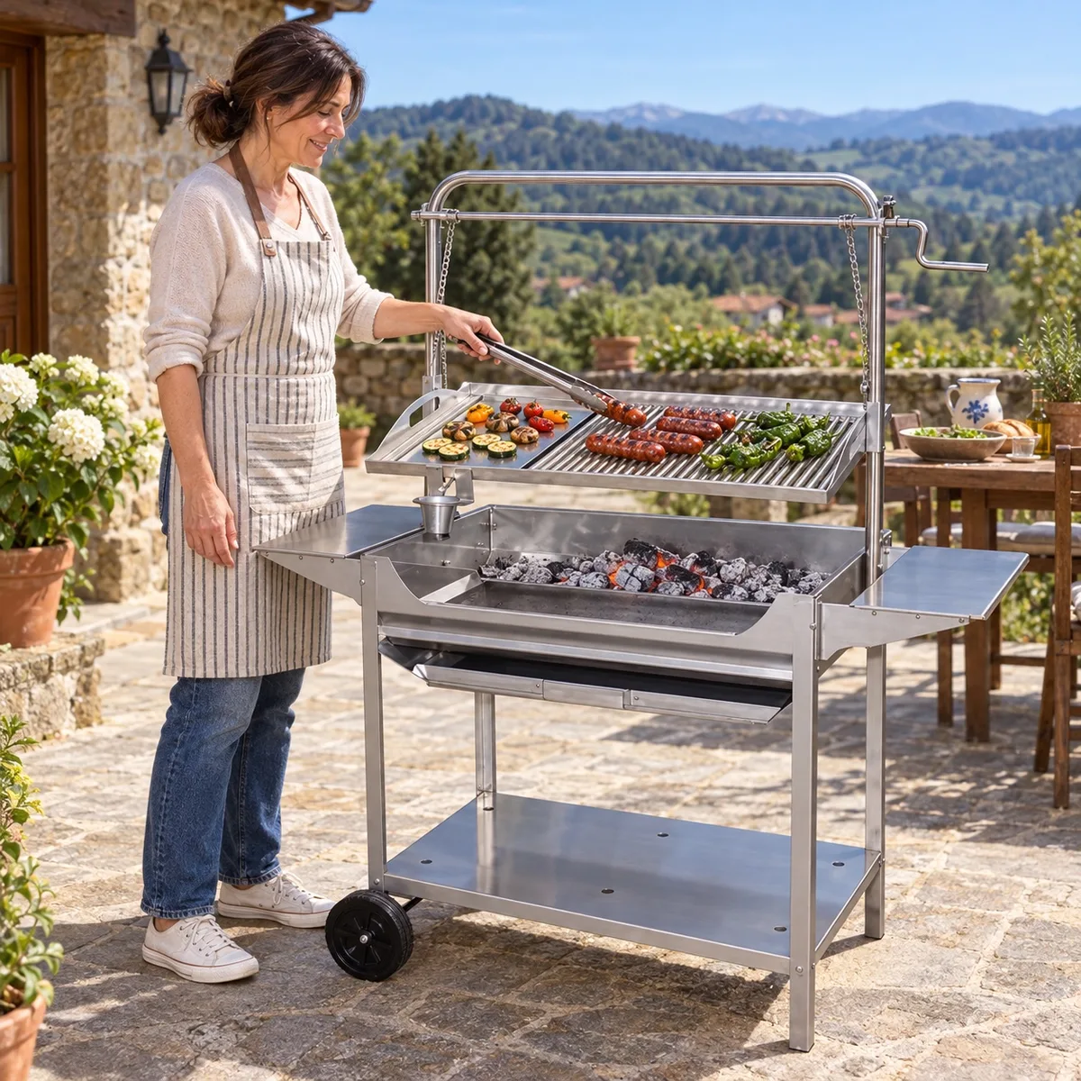Barbacoa Inox Tocha con Ruedas y Elevador — foto 3