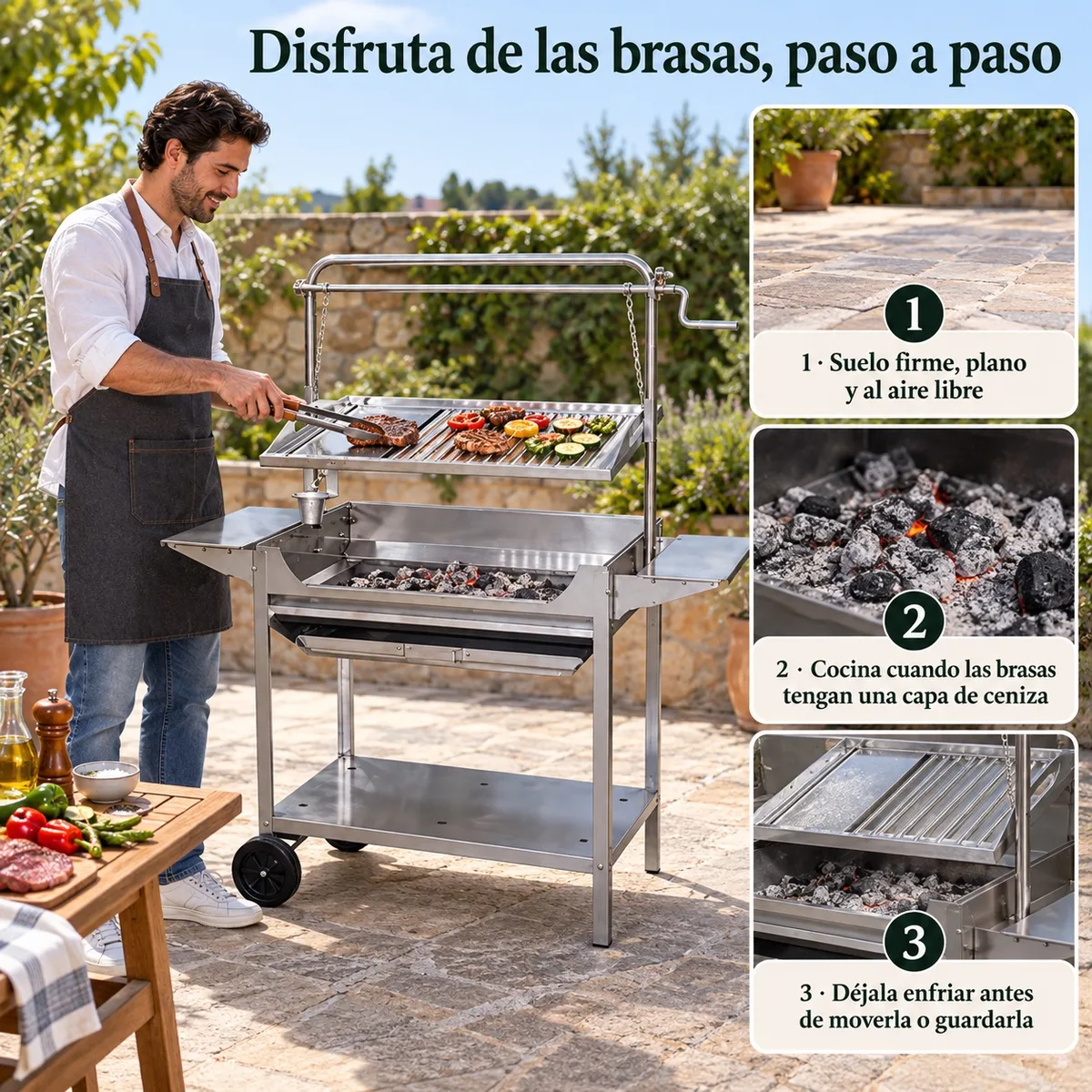 Barbacoa Inox Tocha con Ruedas y Elevador — foto 6