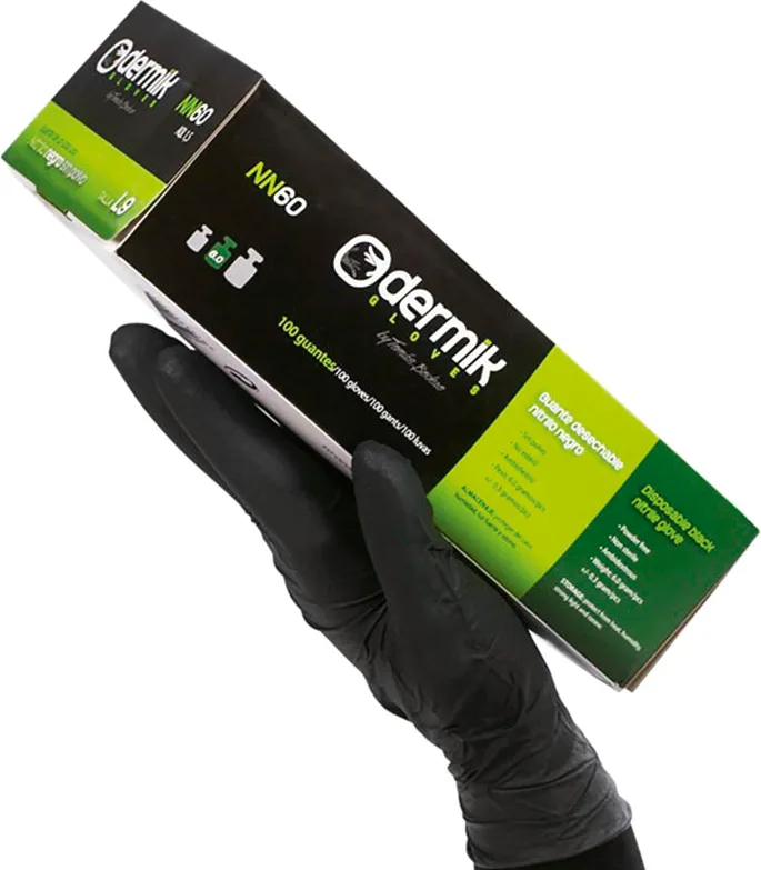 Guante Nitrilo Desechable Negro Dermik 100 unidades  T/10