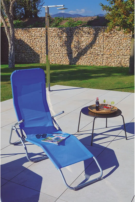 Tumbona Jardín Reclinable Acero Textil Azul