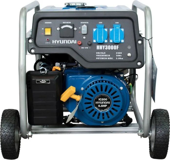 Generador Eléctrico Gasolina Monofasico con Ruedas Hyundai Hhy3000fk — foto 3