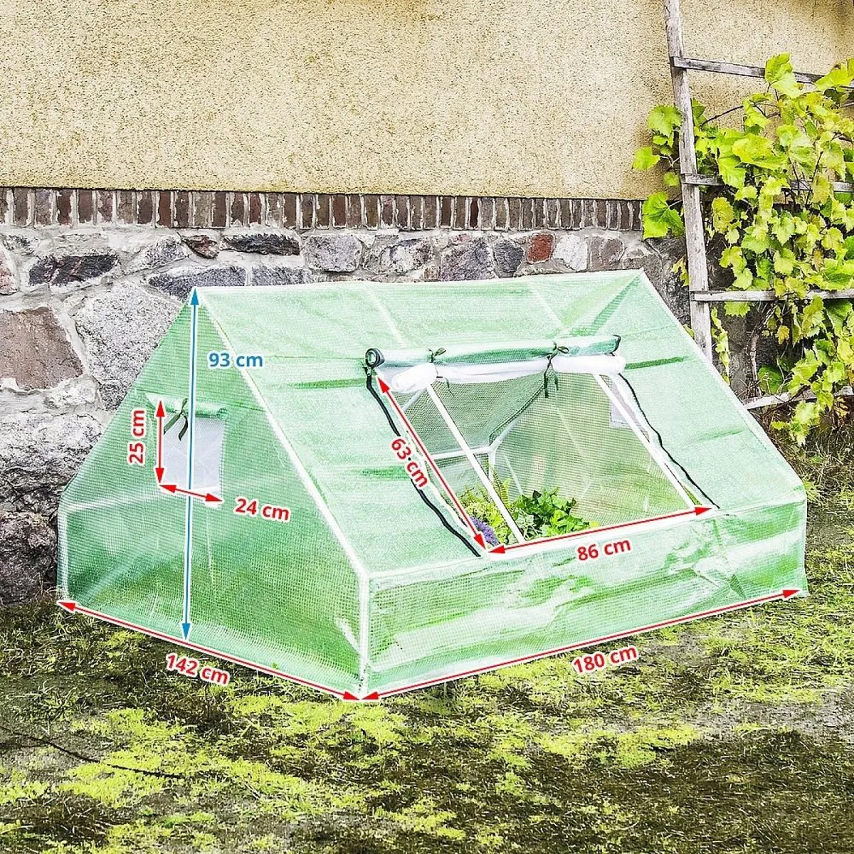 Invernadero de rafia Koopman 180 x 142 x 93 cm para huerto y jardín