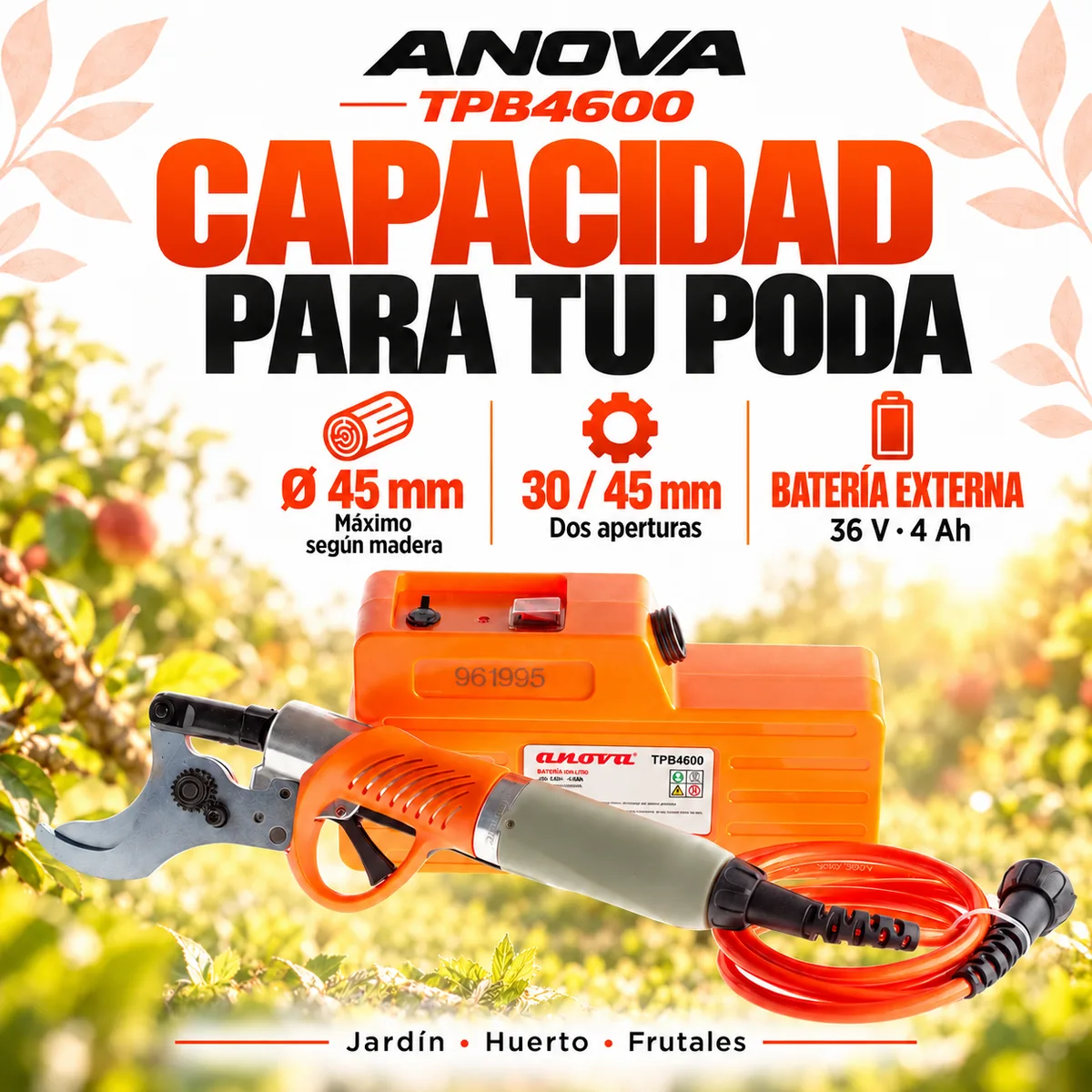 Tijera de poda a batería Anova TPB4600 · hasta 45 mm — foto 2