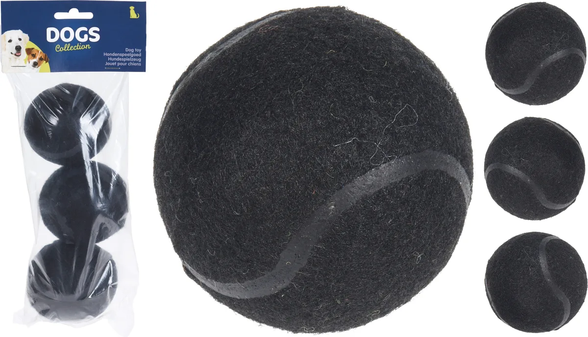 Set 3 Pelota Tenis Negra Juguete Especial Perros