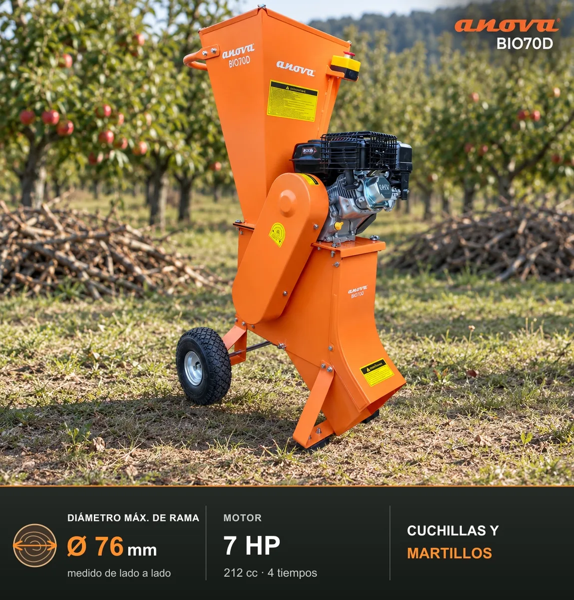 Biotrituradora Gasolina Anova Bio70D — foto 2