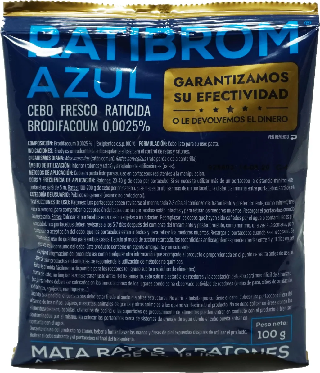 Raticida Ratibrom Azul Superapetente 100 gr