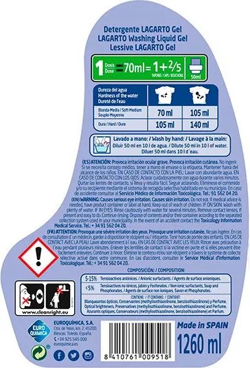 Detergente Lagarto Gel 18 Lavados — foto 2
