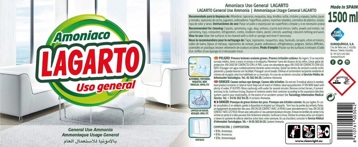 Amoniaco Lagarto Uso General 1,5 litros — foto 3