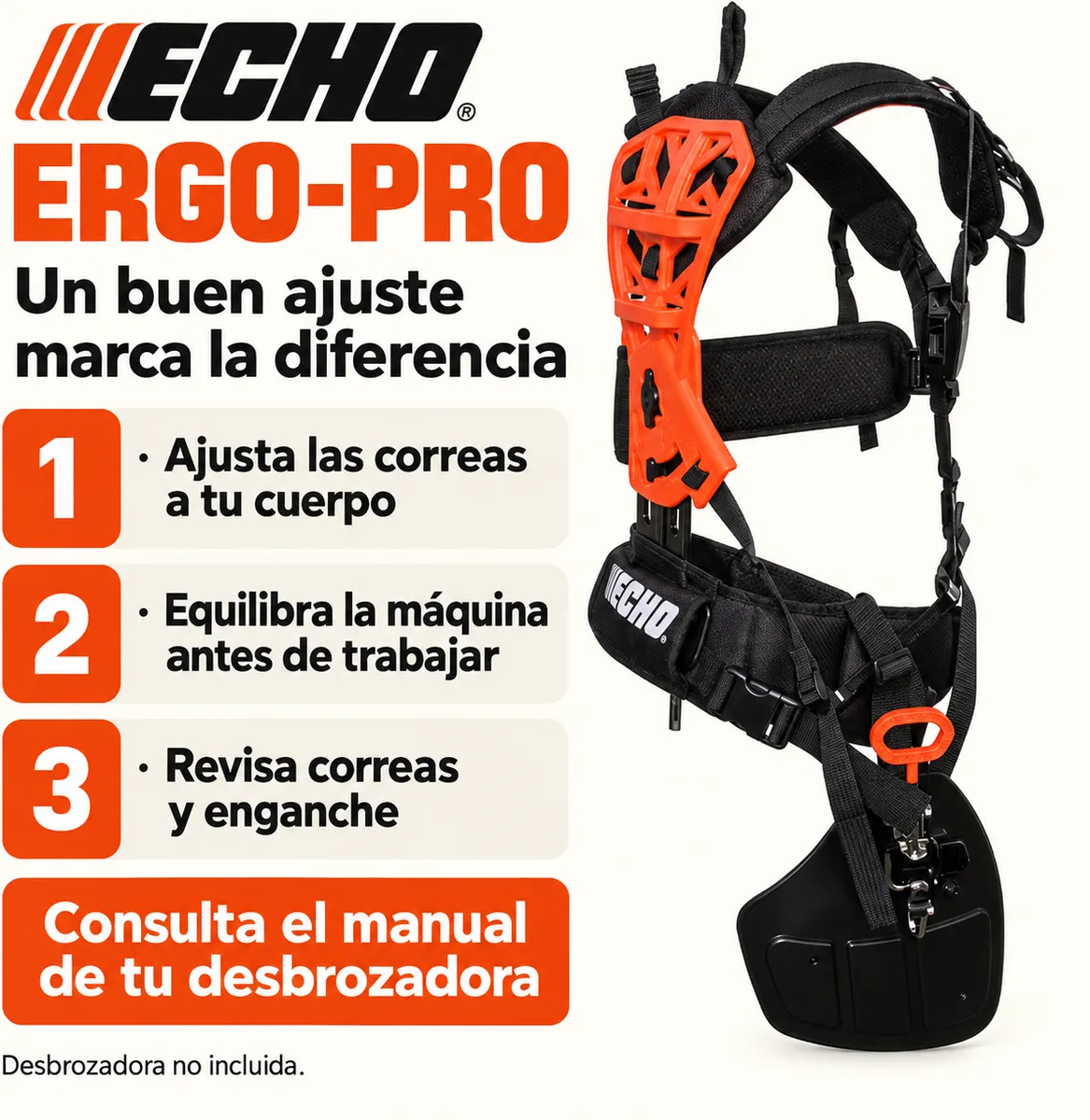 Arnés profesional ECHO ERGO-PRO para desbrozadora de manillar doble — foto 4