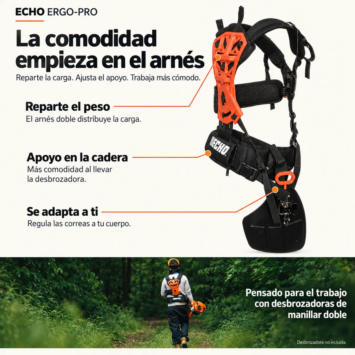 Arnés profesional ECHO ERGO-PRO para desbrozadora de manillar doble — foto 2