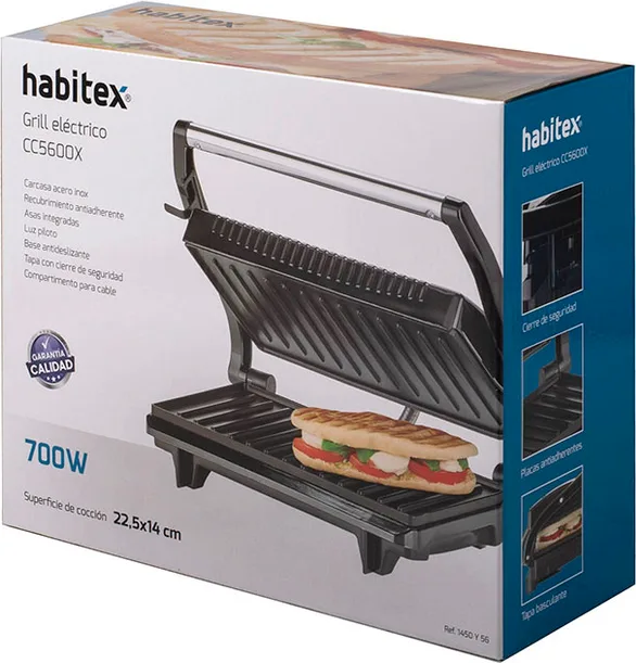 Plancha electrica Grill Inox Habitex 5600x 700w — foto 3