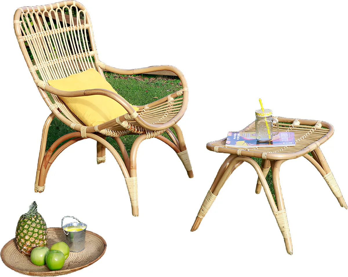 Sillon Haboo + Reposapies. Ratan Natural — foto principal