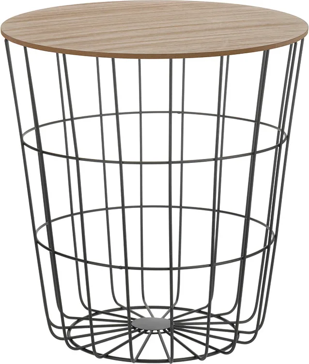 Mesa Auxiliar Redonda Madera/Acero Ø 39xh41 cm