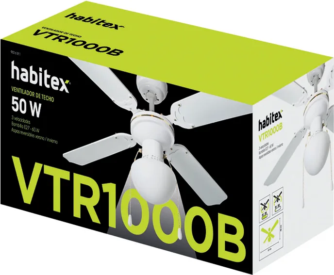 Ventilador techo HABITEX VTR-1000 lacado blanco — foto 3