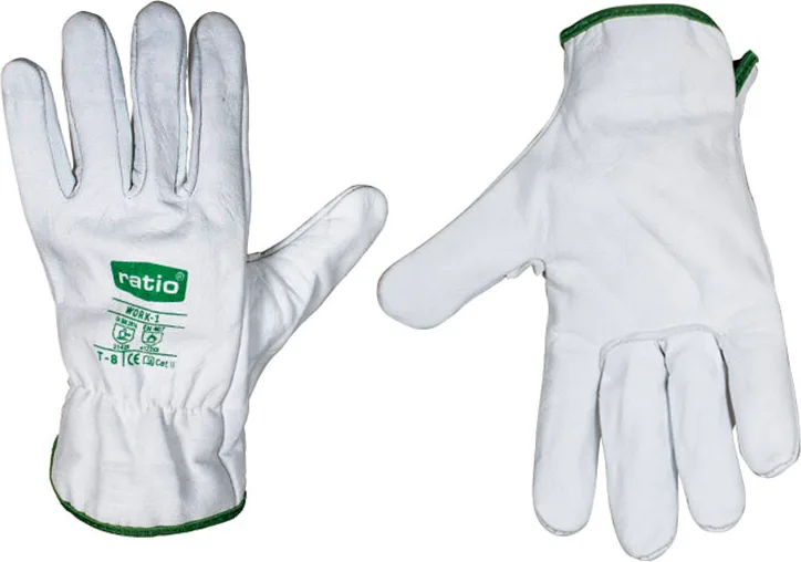 Guante Piel Flor Color Blanco Talla 8