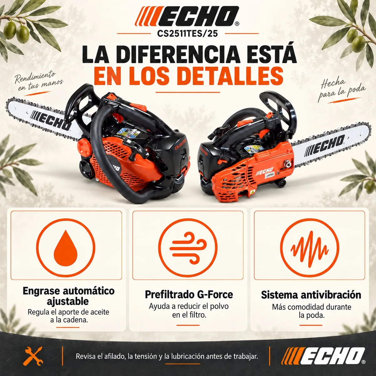 Motosierra de Poda Echo CS 2511 TES — foto 4