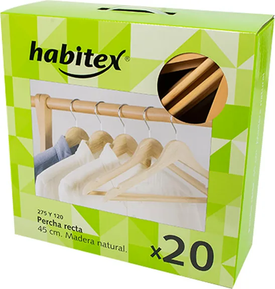 Percha Madera Recta Juego 20 Uds Habitex — foto 2