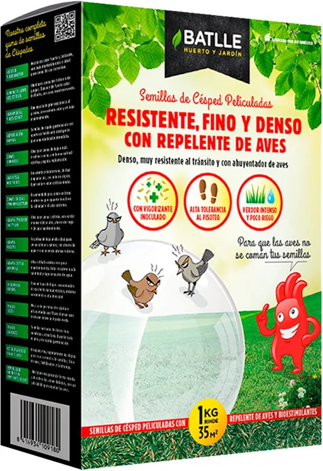 Semilla Cesped Resistente Fino y Denso con Repelente de Aves 1 kg