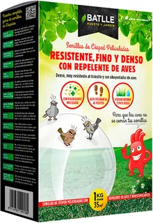 Semilla Cesped Resistente Fino y Denso con Repelente de Aves 1 kg