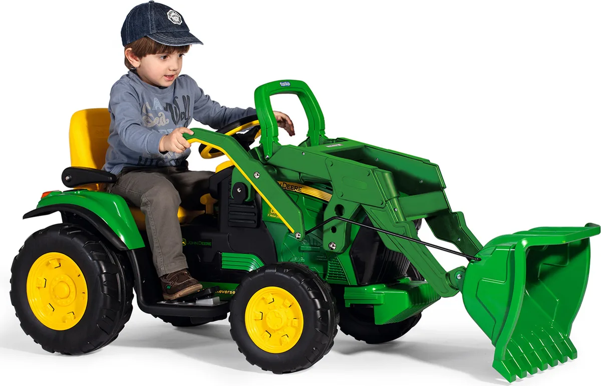 Tractor Electrico Excavadora John Deere Cargador Ground Loader 12v + Remolque — foto 2