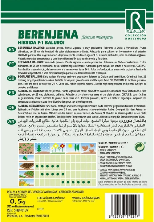 Semilla Profesional Berenjena Baluroi F-1 — foto 2