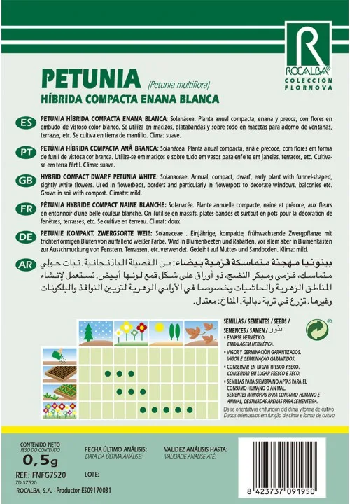 Semilla Petunia Hibrida Compacta Enana, blanca — foto 2