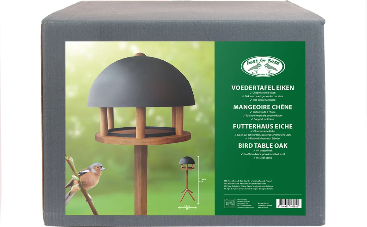 Mesa Comedero para Pajaros Redondo con Techo Negro — foto 2