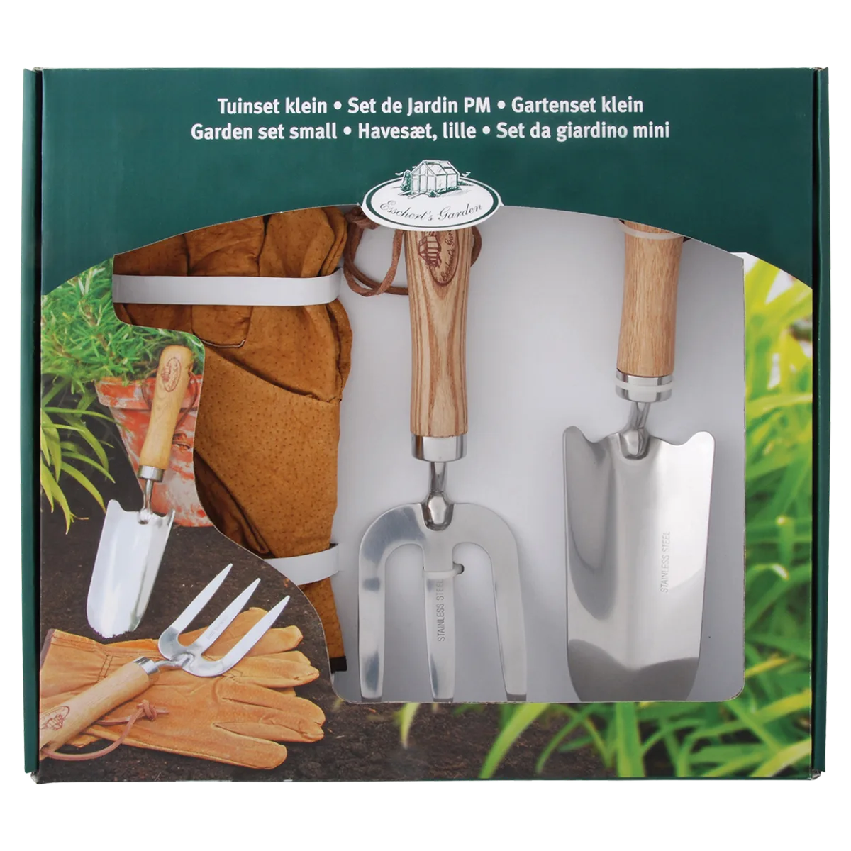 Kit Jardin Guantes Cuero y Herramientas Jardin Acero Inox — foto 6